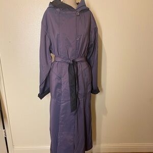 Vintage reversible Purple / Black hooded Trench-Rain Coat